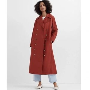 Club Monaco Women's Ohdette Extra Long Structred Trench Coat in Brick Red | S